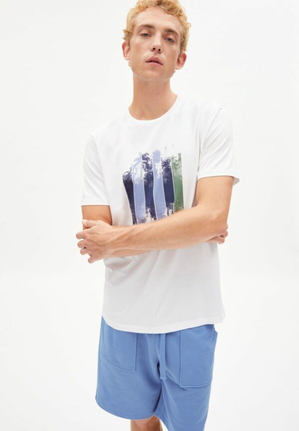 T-shirt Jaames Palmtrees In White von ArmedAngels