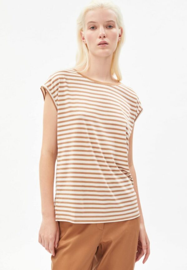T-shirt Jilaa Stripes In Smoky Almond-oatmilk von ArmedAngels