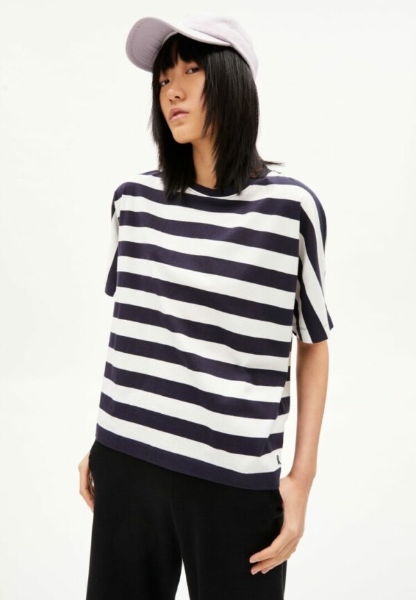 T-shirt Kajaa Block Stripes In Night Sky-oatmilk von ArmedAngels