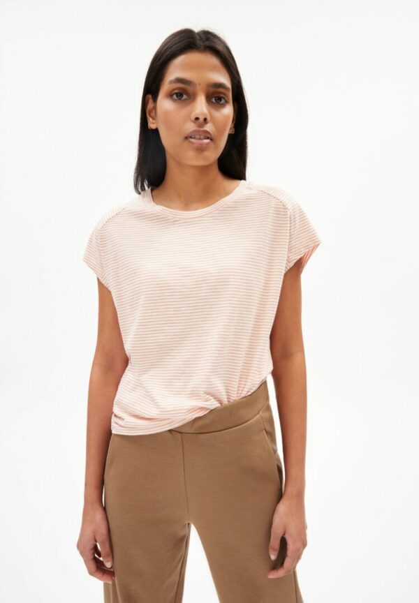 T-shirt Ofeliaa Pretty Stripes In Peach Blossom-oatmilk von ArmedAngels