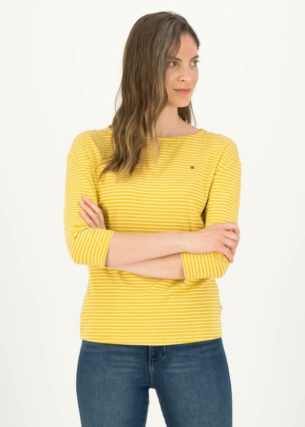 Logo Stripe 3/4 Arm Shirt Gelb von blutsgeschwister