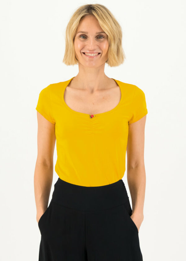 T-shirt Logo Shortsleeve Feminin Gelb von blutsgeschwister