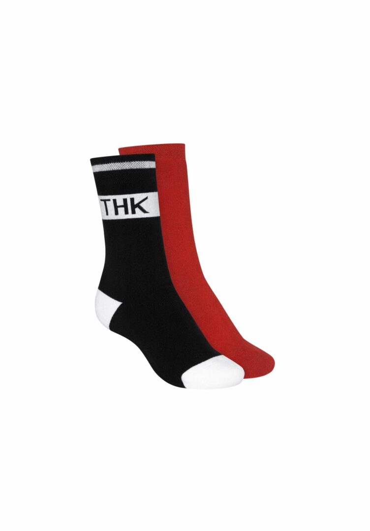 Socken Warm  Hoch Rot Schwarz 2er Pack  von ThokkThokk