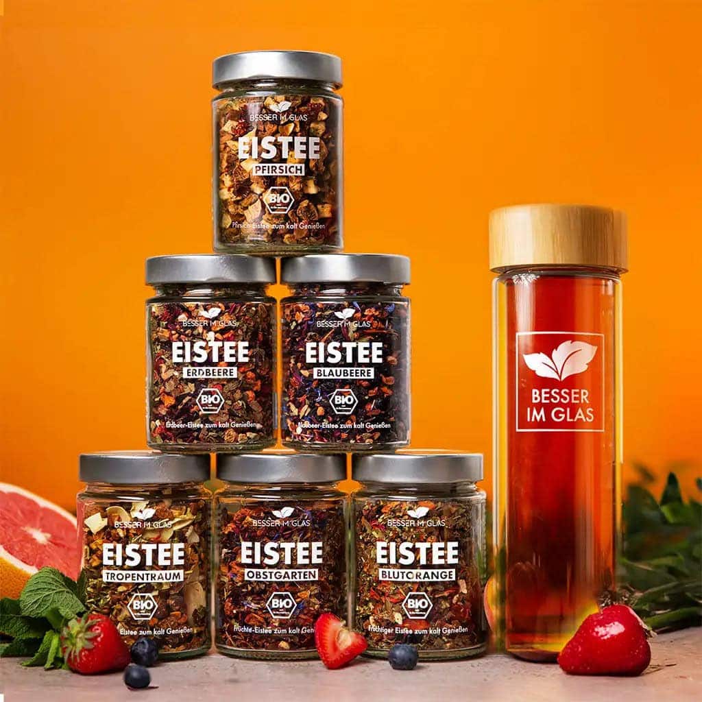 Eistee Probier Paket mit Flasche von Besser im Glas