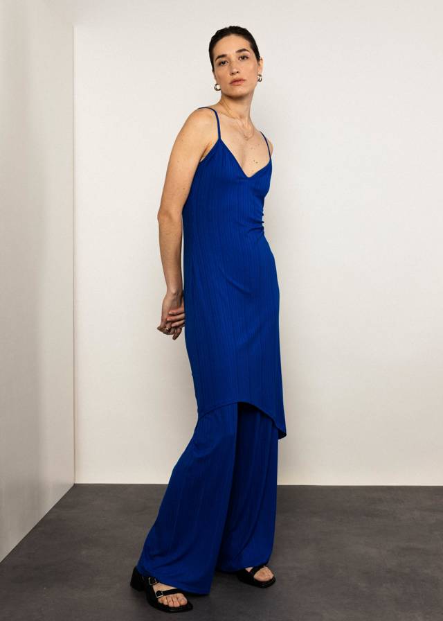 High-Waist-Hose Lou - Ribbed Blue von Blutsgeschwister