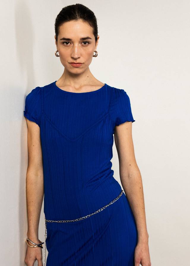 T-Shirt Mia - Ribbed Blue von Blutsgeschwister