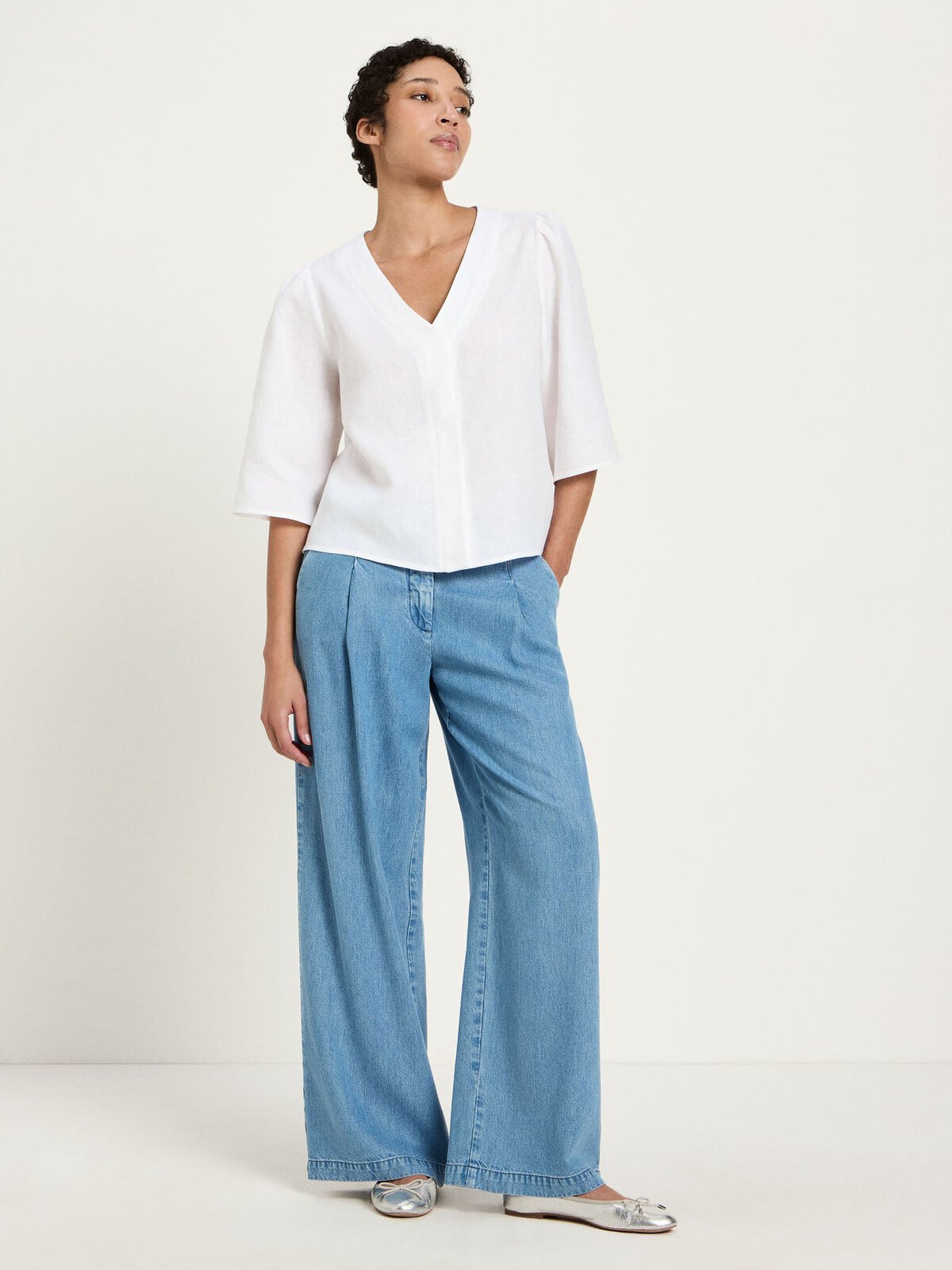3/4 Arm Bluse (GOTS) - Bright White von Lanius