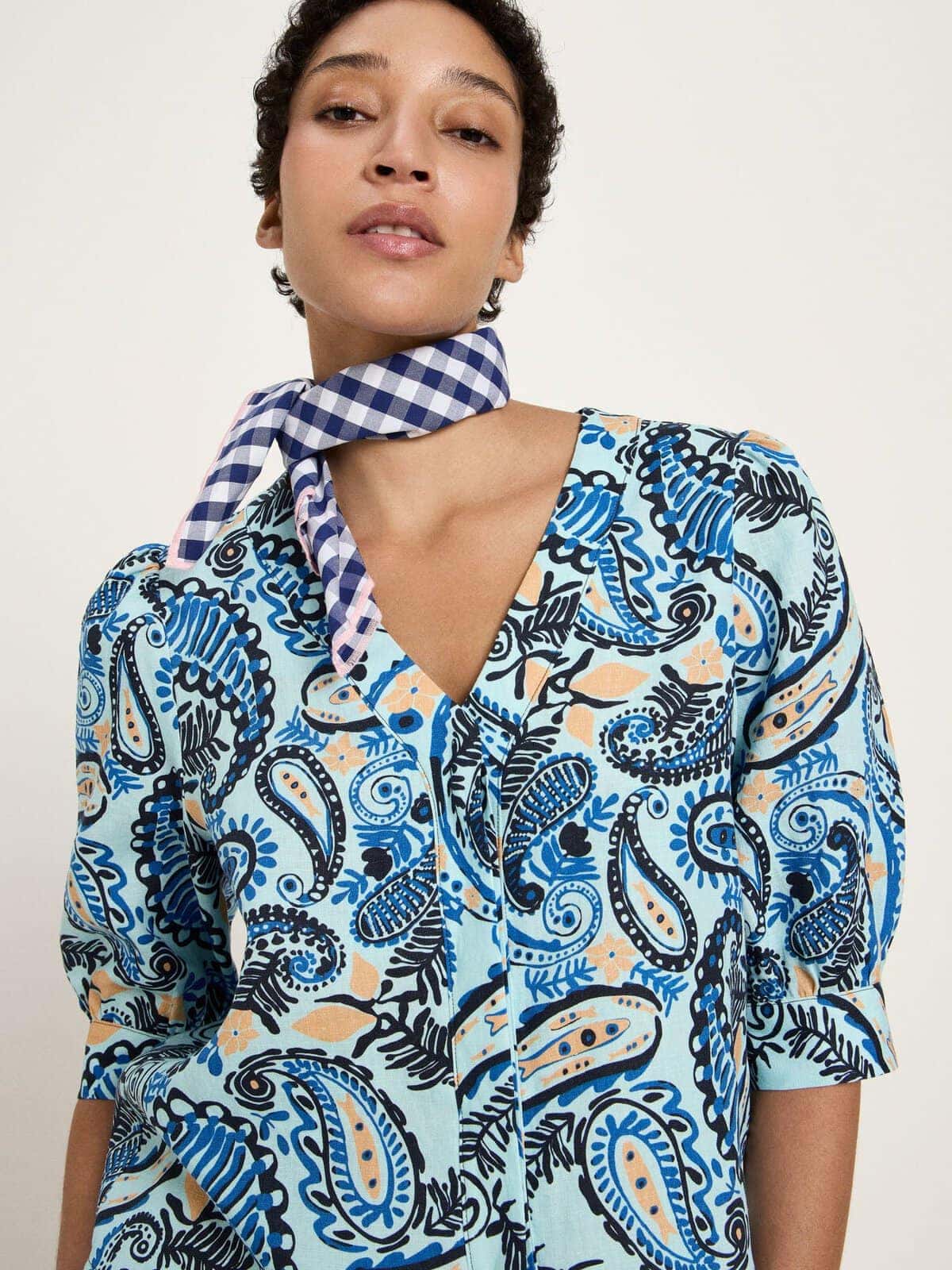 3/4 Arm Bluse (GOTS) - Print Paisley Mint von Lanius