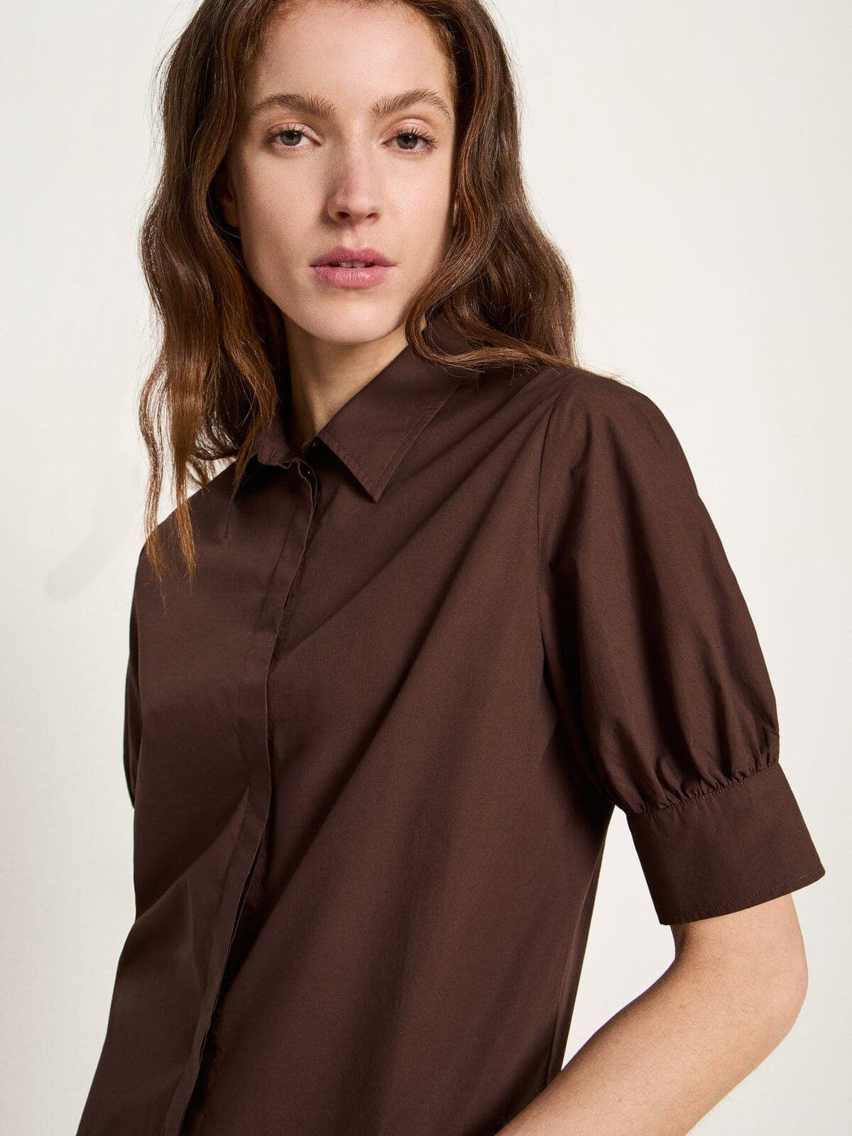 Bluse mit Puffärmeln (GOTS) - Chocolate von Lanius