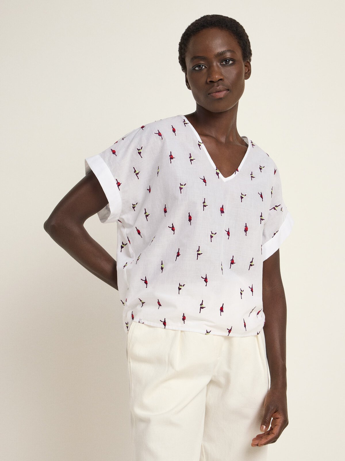 Blusenshirt (OCS) mit Stickerei - Off White / Minimal von Lanius