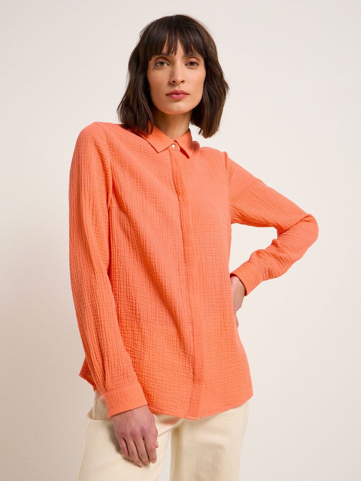 Hemdbluse mit Struktur - Light Coral von Lanius