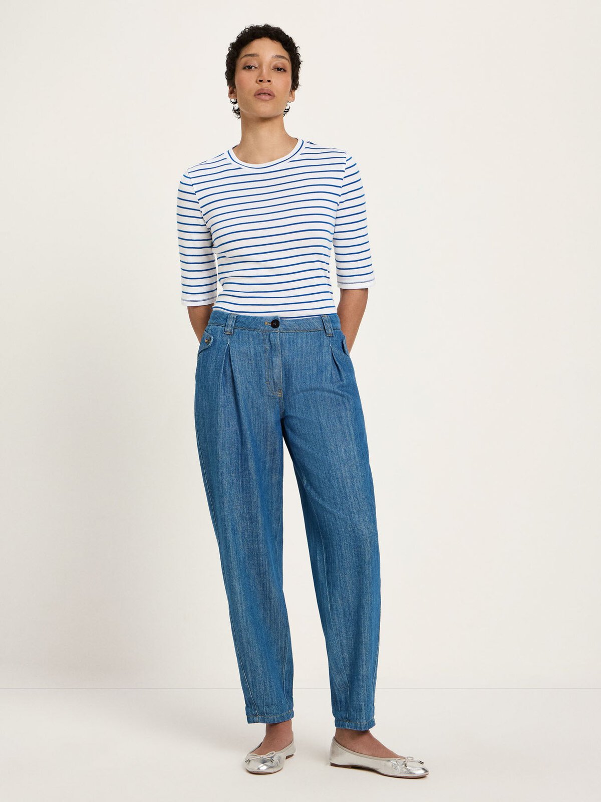 Jeans mit Bundfalte (GOTS) - Mid Blue Denim von Lanius
