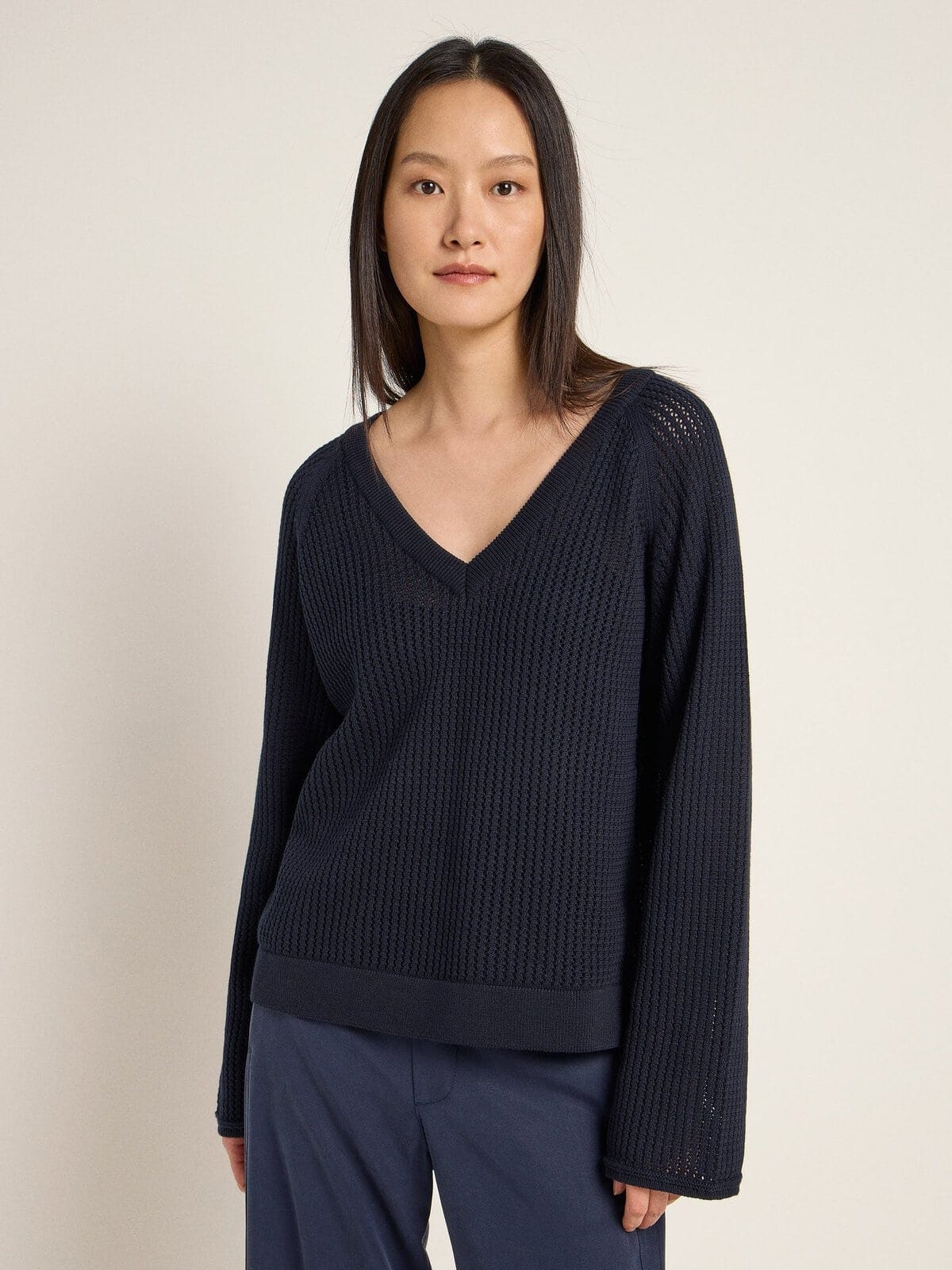 Pullover mit Netzstruktur (GOTS) - Midnight von Lanius