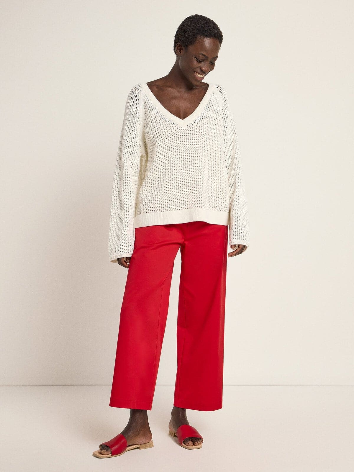 Pullover mit Netzstruktur (GOTS) - Off White von Lanius