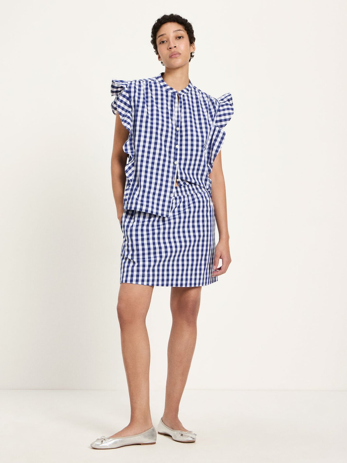 Vichy-Karo Bluse (GOTS) - Blue / White von Lanius
