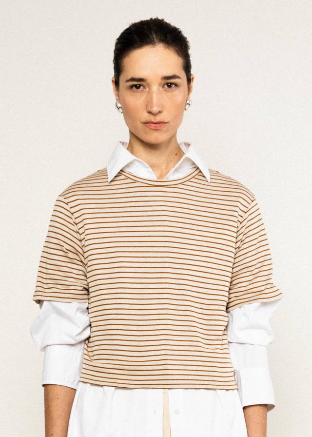 Streifenshirt Casual Marine - Delightful Brown Stripes von Blutsgeschwister