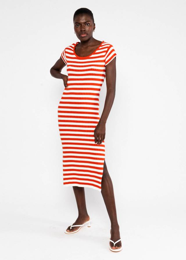 Strickkleid Laissez Fairy - Chic Knit Stripe Red von Blutsgeschwister