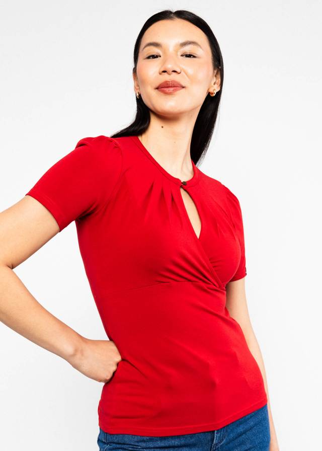 T-Shirt Criss Cross Cœur - Summer Cherry Red von Blutsgeschwister
