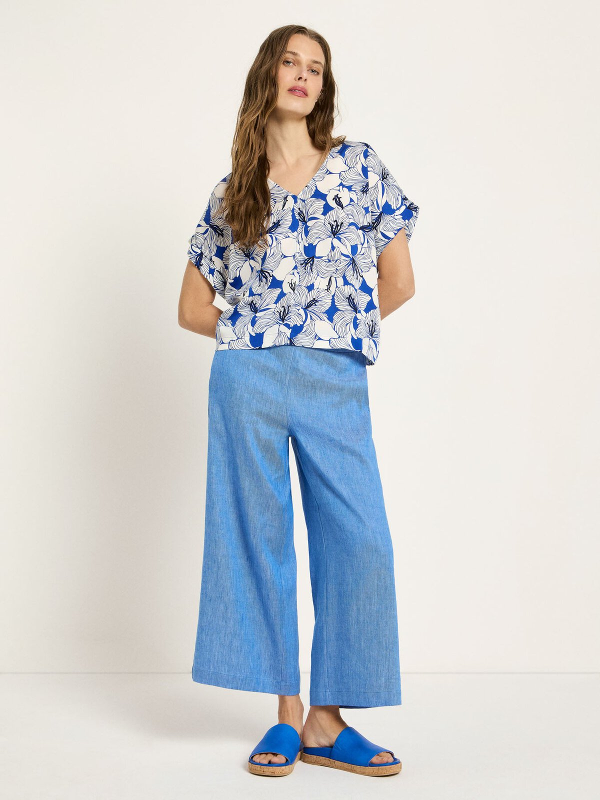 Blusenshirt - Print Bloom Lapis von Lanius