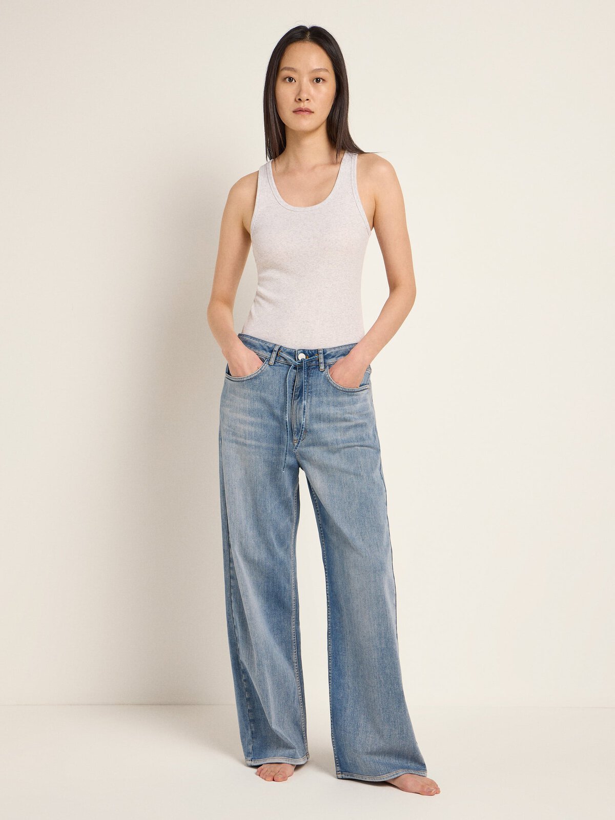 Jeans mit extra weitem Bein (GOTS) - Mid Blue Denim von Lanius