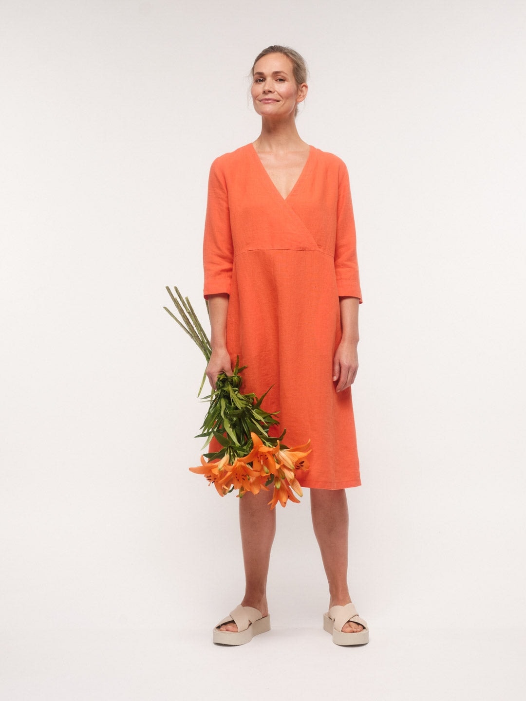 Kleid in Wickeloptik - Papaya von Lanius
