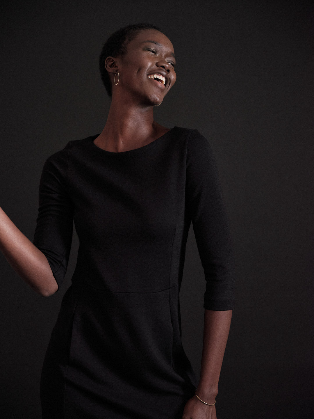 Kleid mit U-Boot Ausschnitt - Black von Lanius