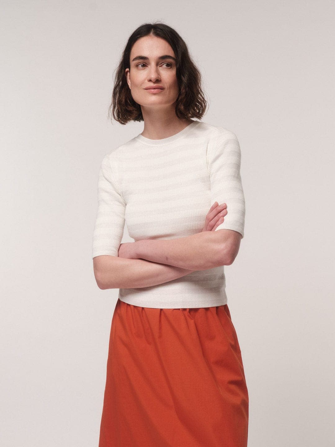 Rippen-Halbarmpullover (GOTS) - Milk von Lanius