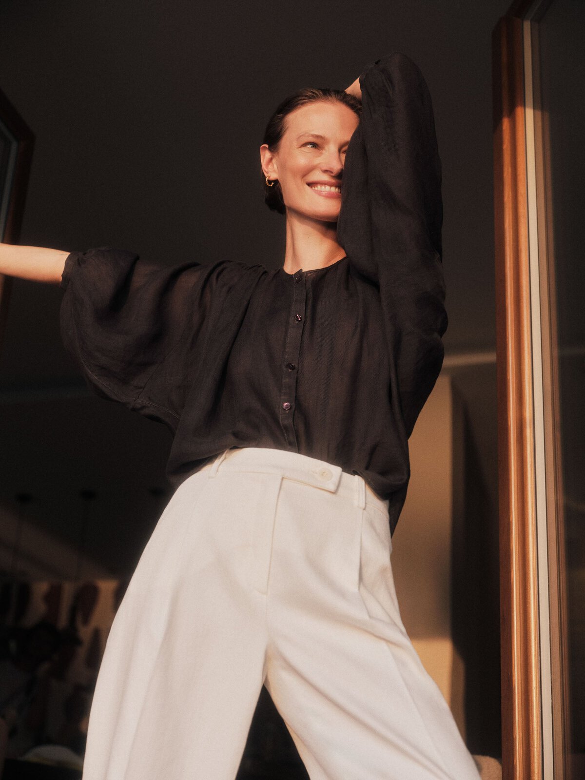 Bluse mit Kräuseln - Onyx von Lanius
