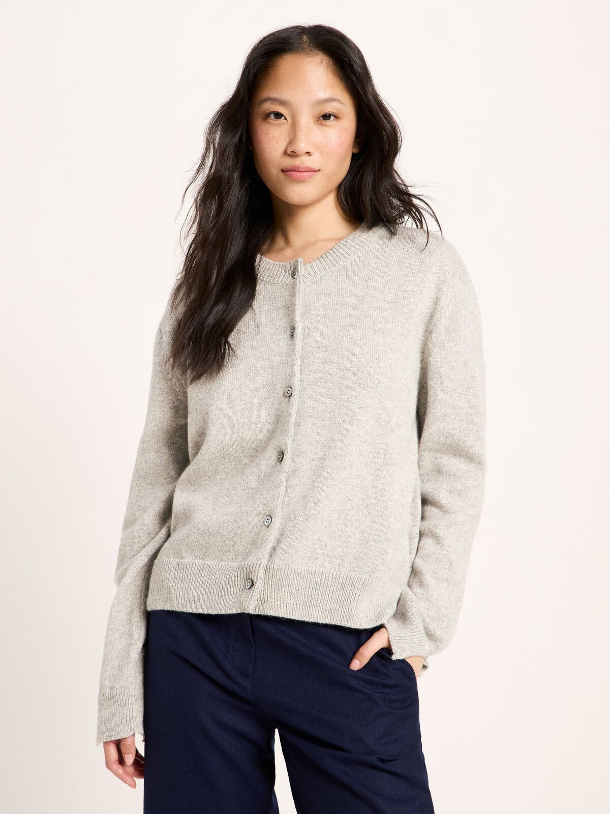 Boxy Strickjacke (GOTS) - Grey Mel. von Lanius