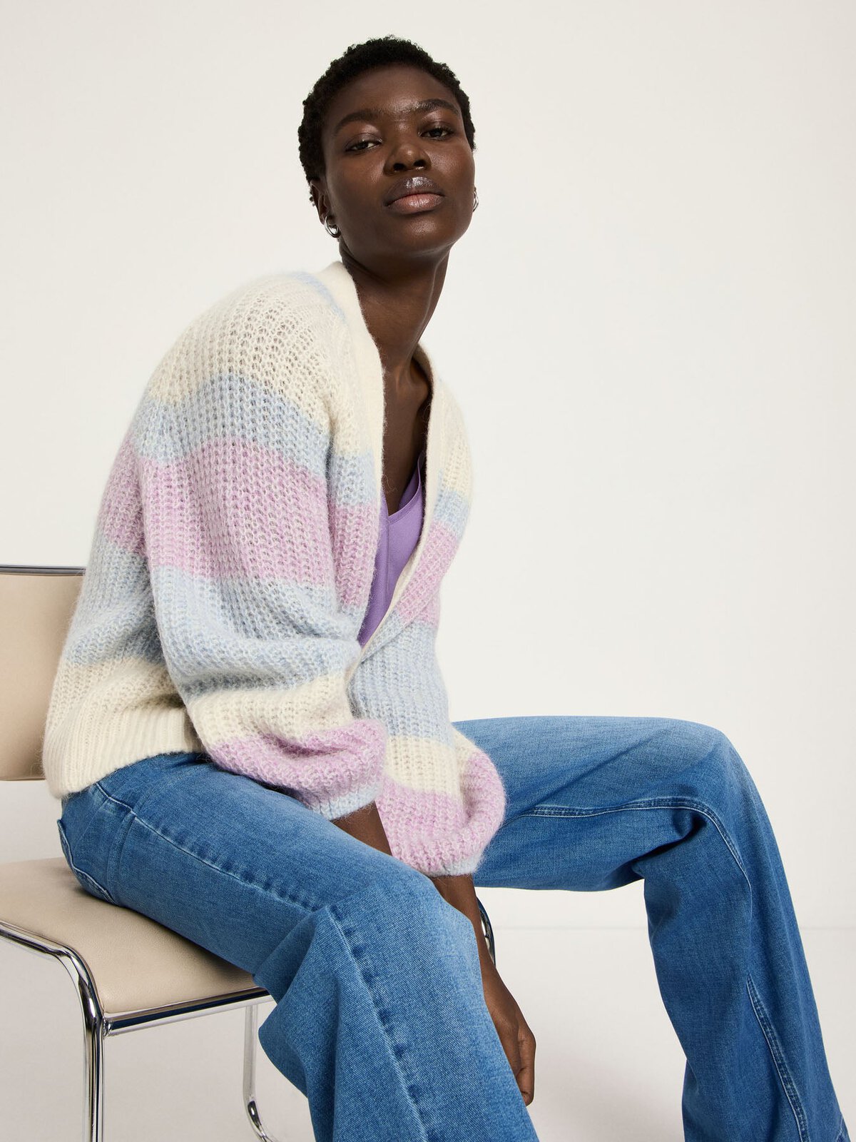 Chunky Strickjacke - Multicolour Stripe von Lanius