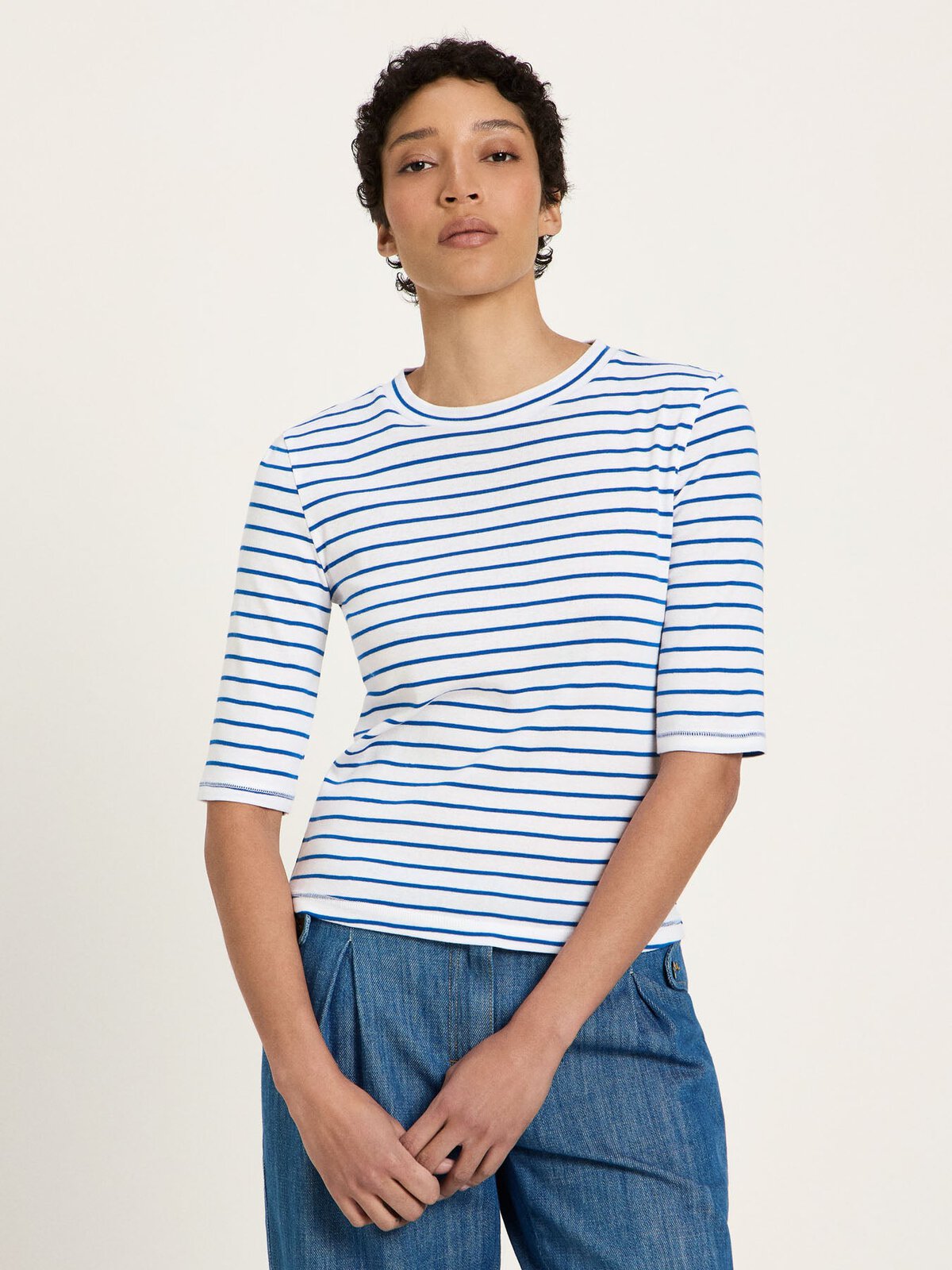 Halbarmshirt (GOTS) - White / Lapis von Lanius