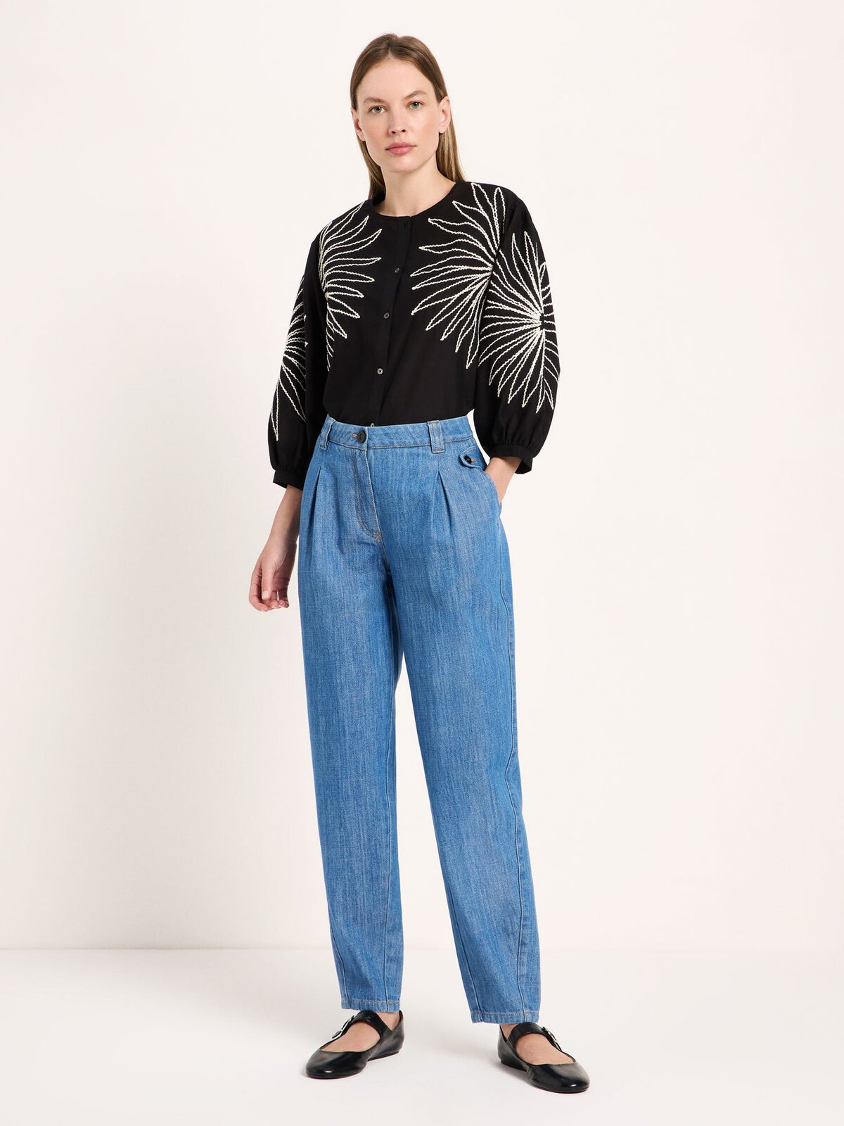 Jeans mit Bundfalte (GOTS) - Mid Blue Denim von Lanius
