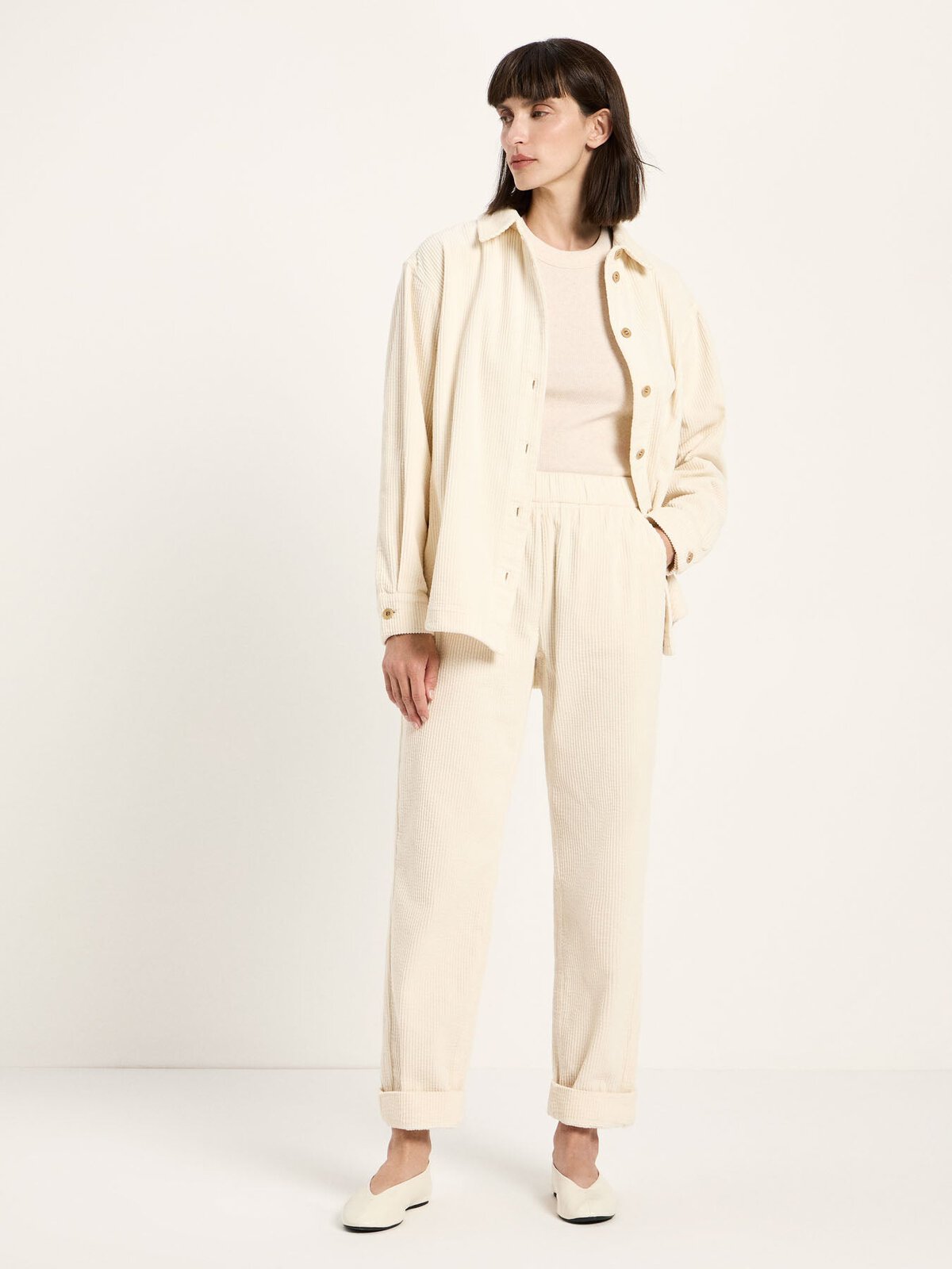 Kord Hose mit Gummizug (GOTS) - Cream von Lanius