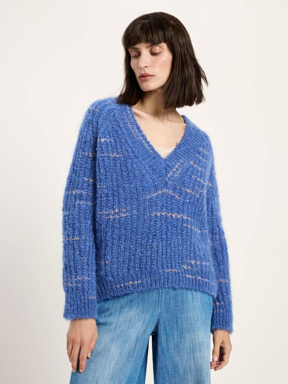 Pullover mit V-Ausschnitt - Lavender Blue Multicolour von Lanius