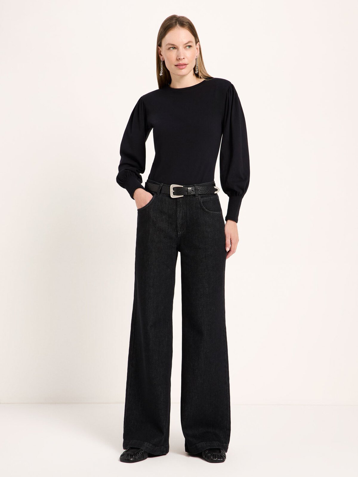 Wide Jeans "SALT" (GOTS) - Black Denim von Lanius