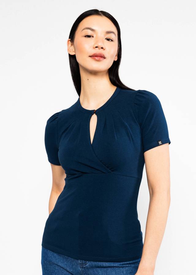 T-Shirt Criss Cross Cœur - Dark Ultramarine Blue von Blutsgeschwister