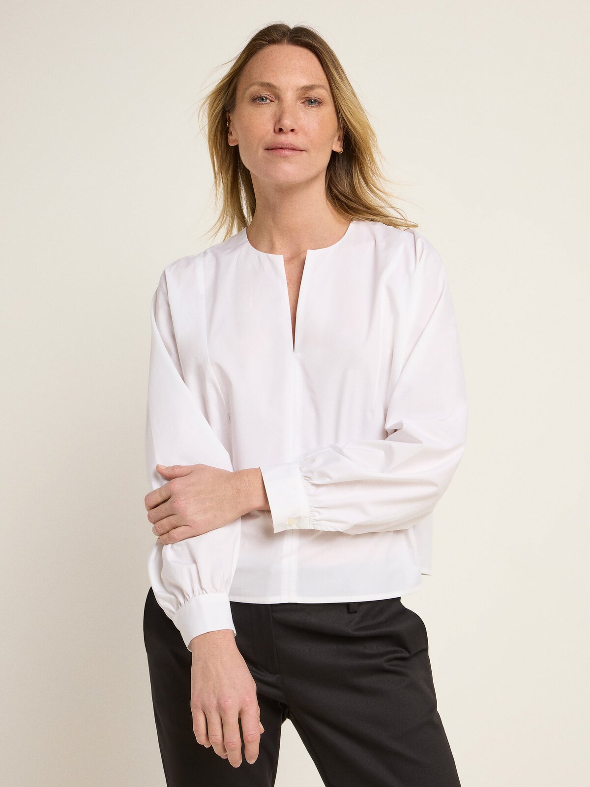 Bluse mit Kräuseln (GOTS) - White von Lanius