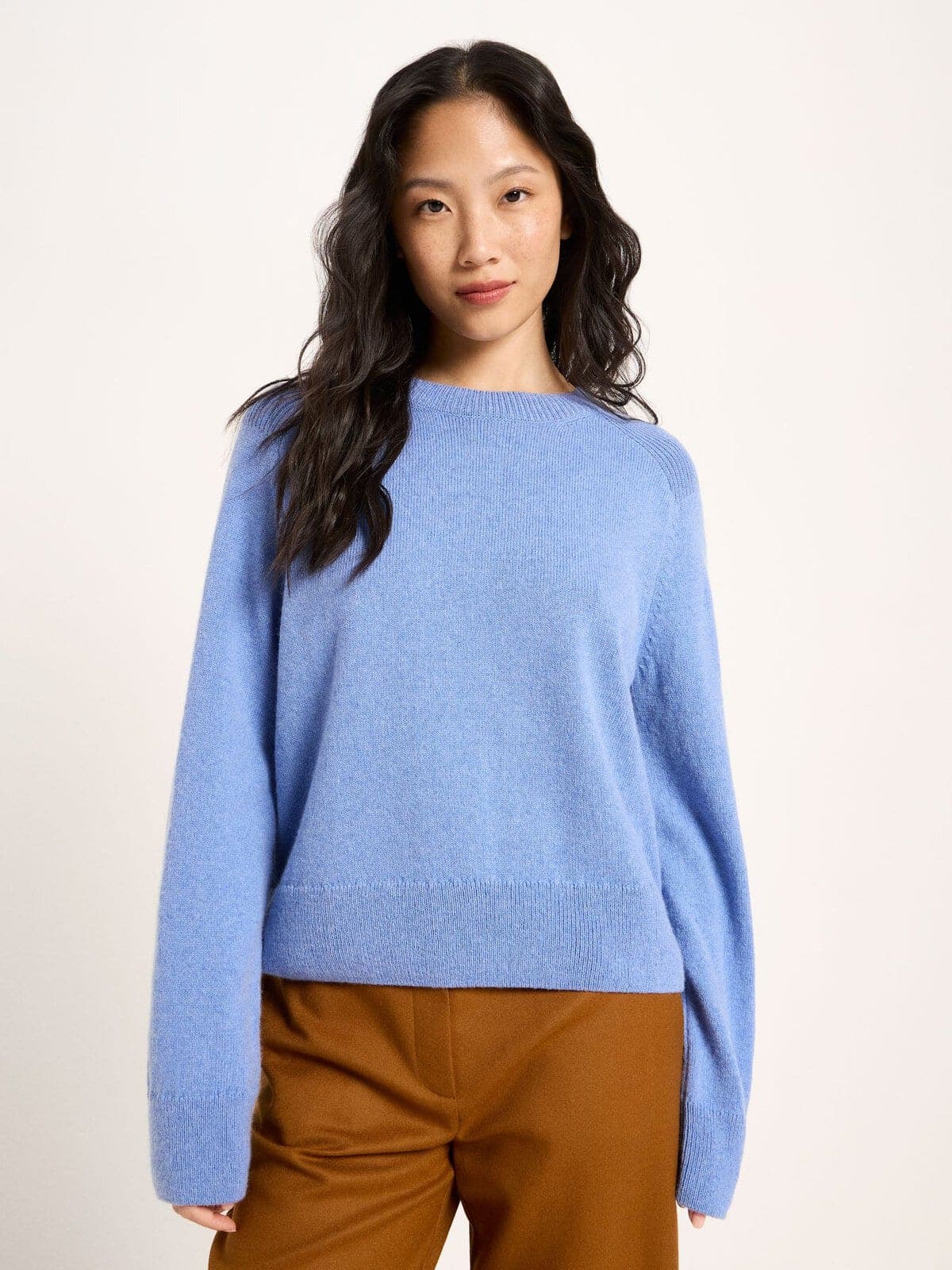 Cropped Pullover (GOTS) - Light Blue Melange von Lanius
