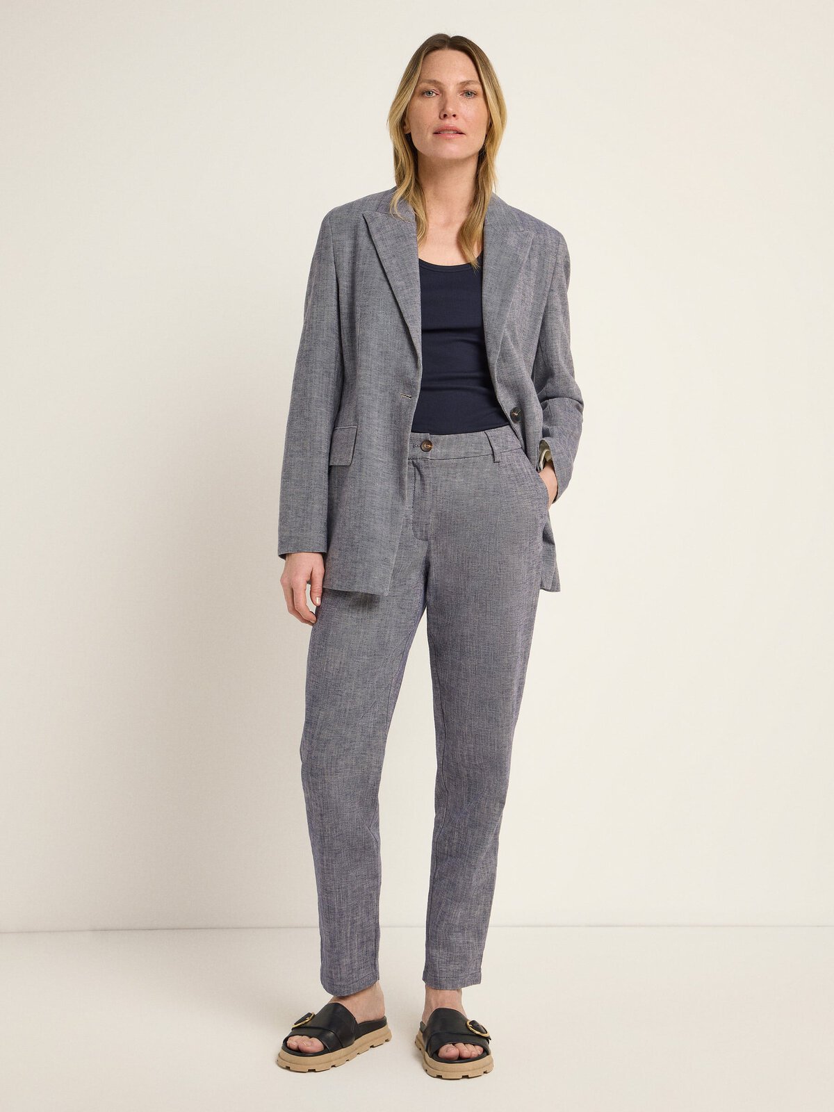 Hose mit Bundfalte (GOTS) - Dark Blue Melange von Lanius