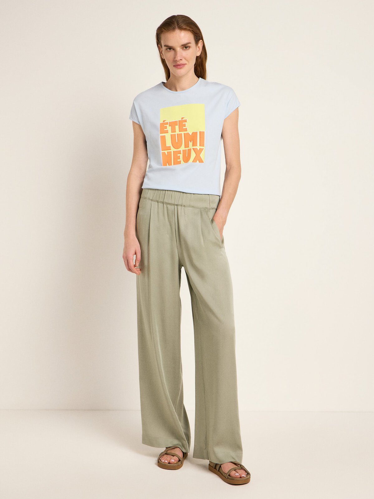 Hose mit weitem Bein - Aqua Grey von Lanius