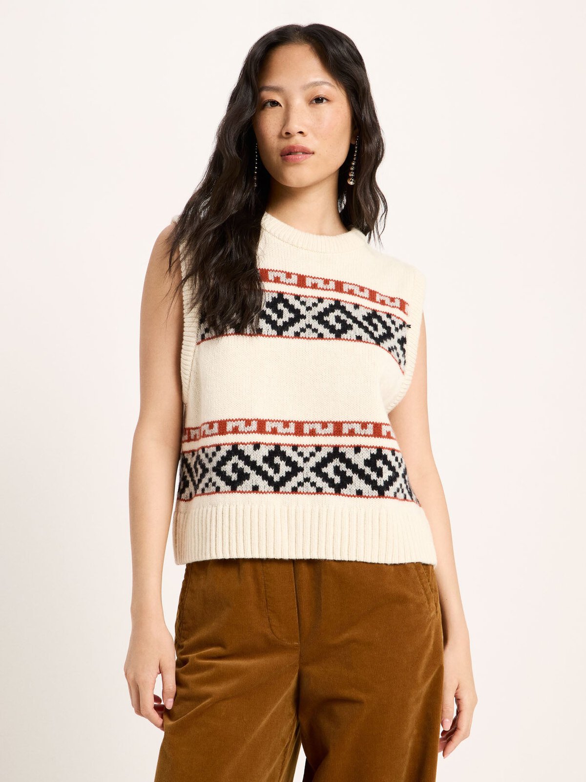 Jacquard Pullunder (GOTS) - Off White / Multicolour von Lanius