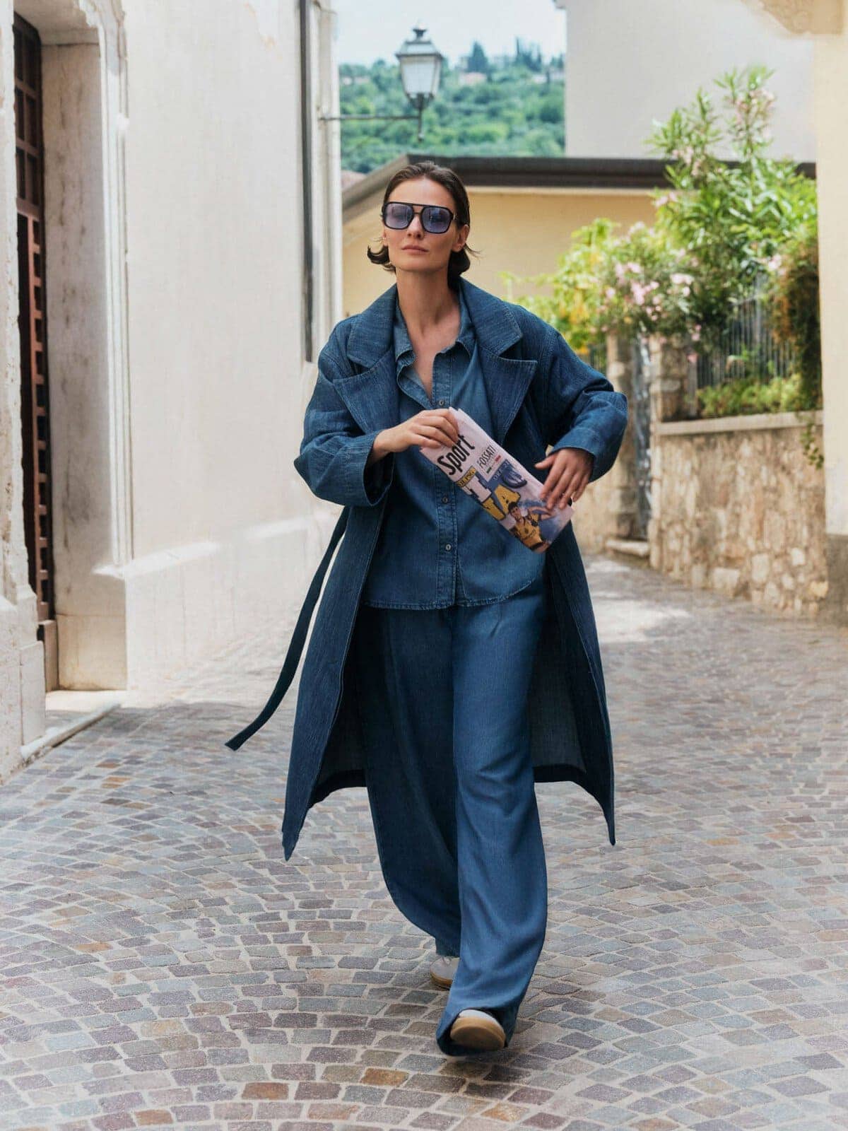 Jeans mit Bundfalte - Mid Blue Denim von Lanius