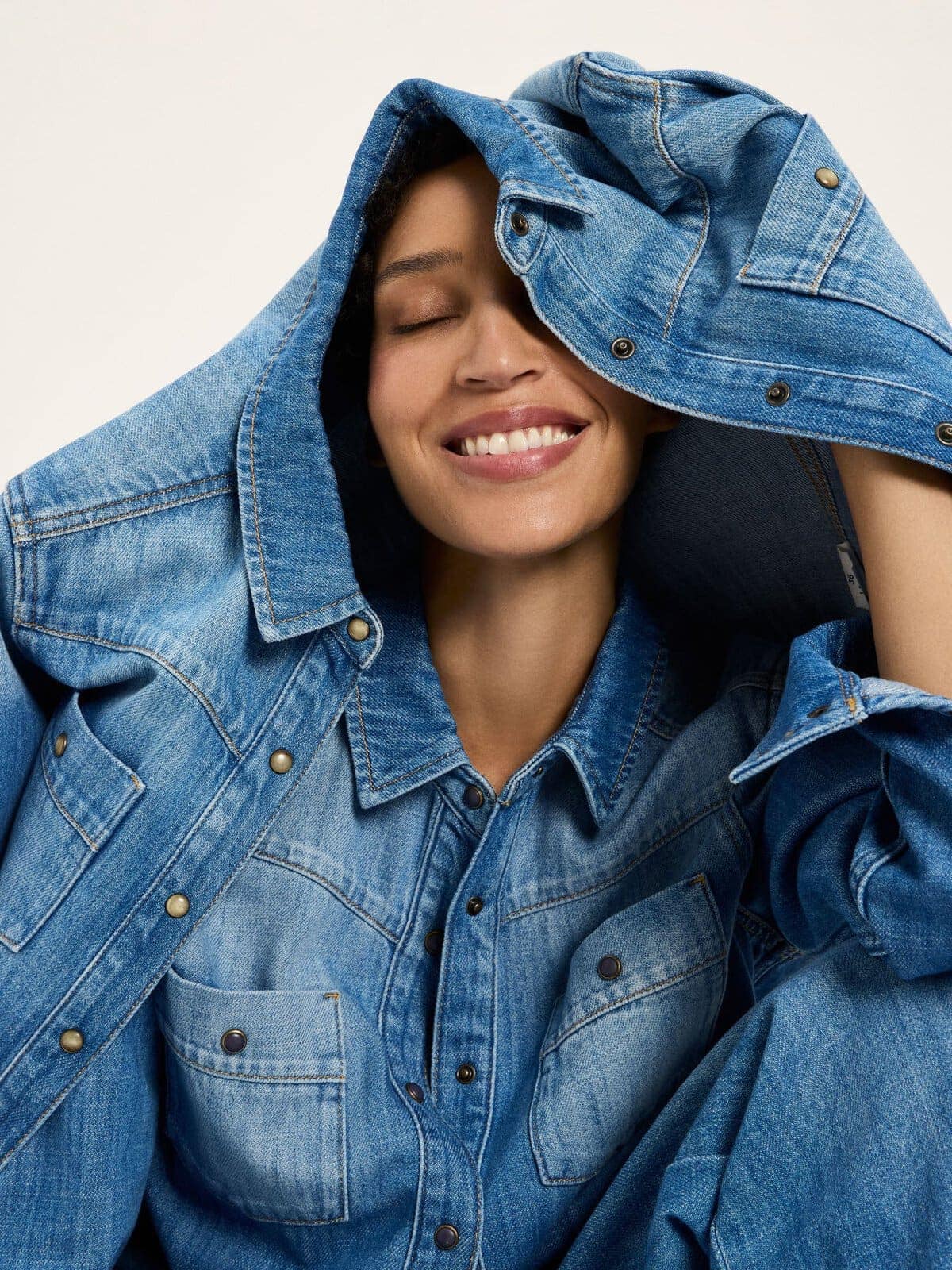 Jeansbluse (GOTS) - Mid Blue Denim von Lanius