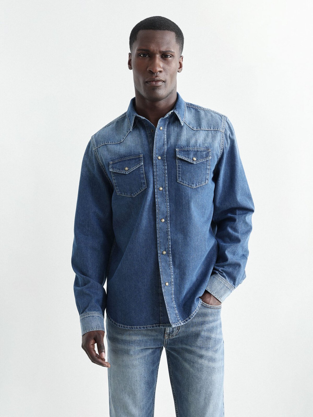 Jeanshemd Regular (GOTS) - Mid Blue Denim von Lanius