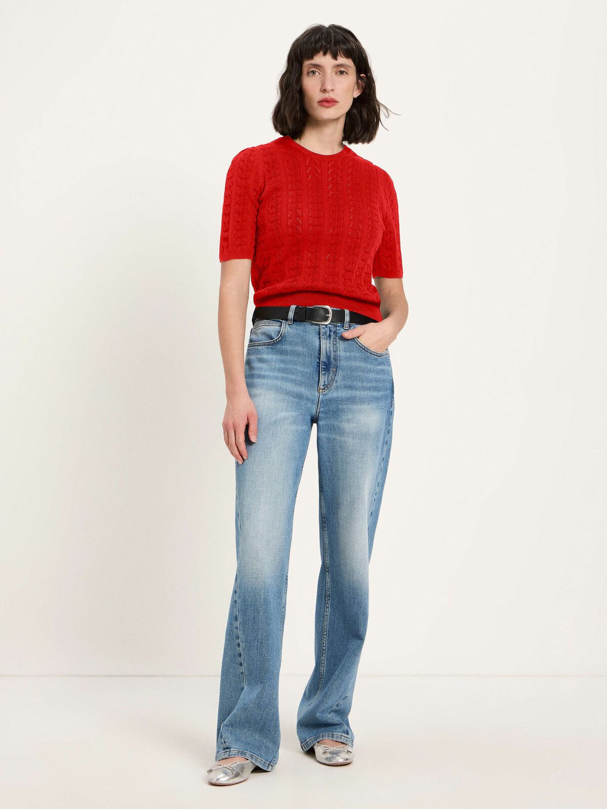 Kurzarmpullover (GOTS) - Lava Red von Lanius