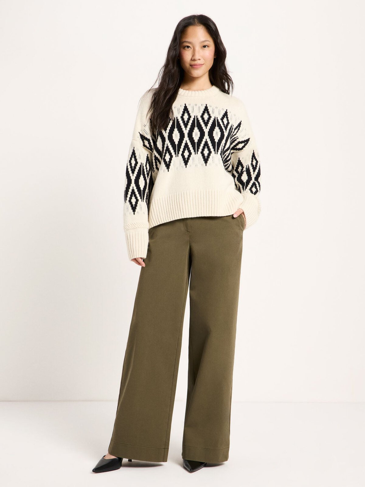 Norweger Pullover (GOTS) - Off White / Black von Lanius