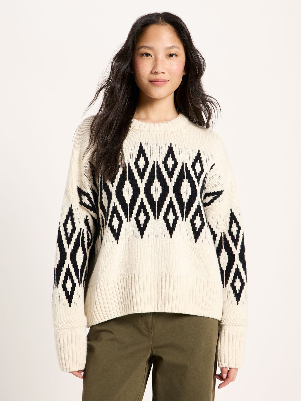 Norweger Pullover (GOTS) - Off White / Black von Lanius