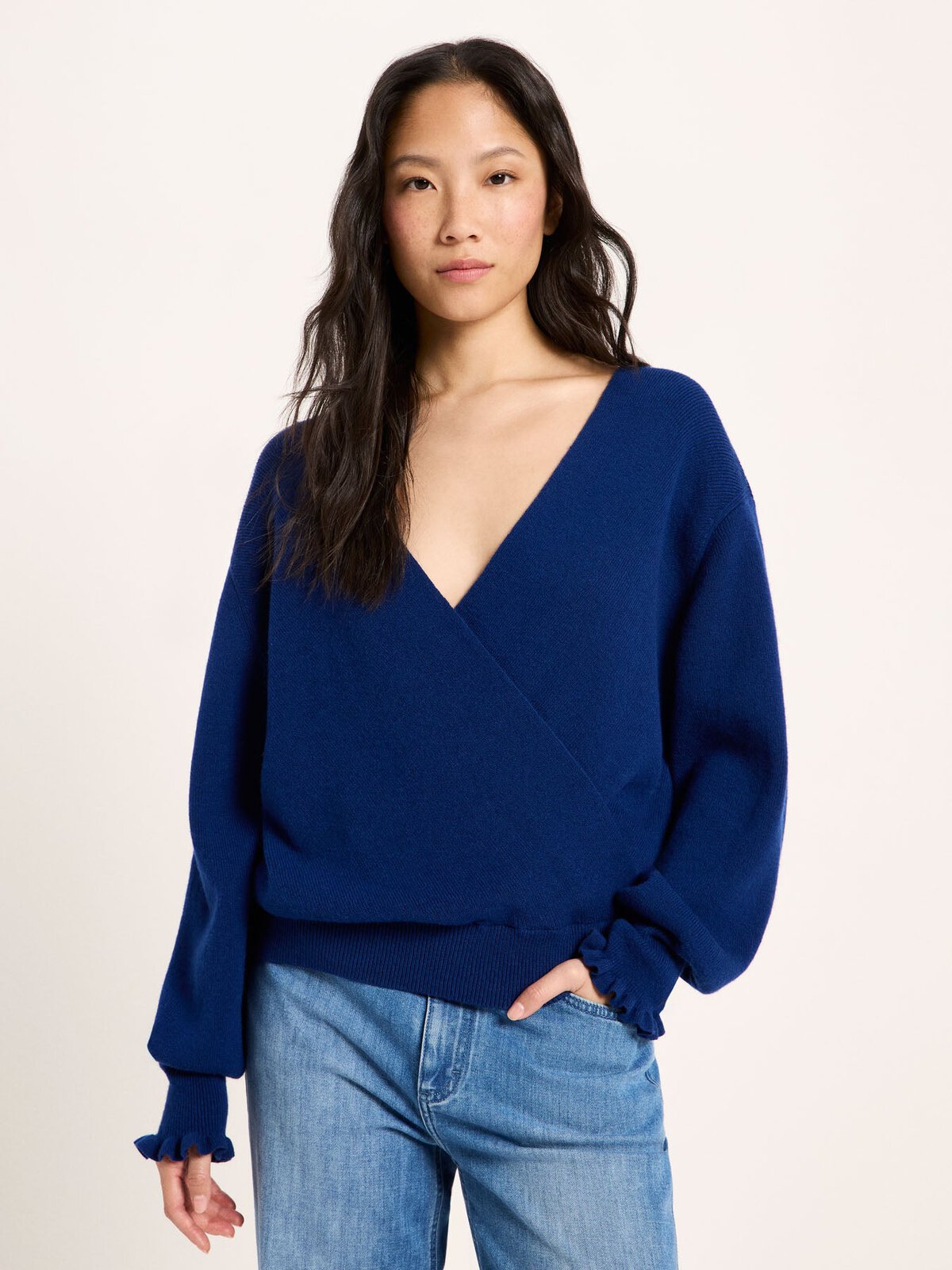 Pullover in Wickeloptik - Dark Blue von Lanius
