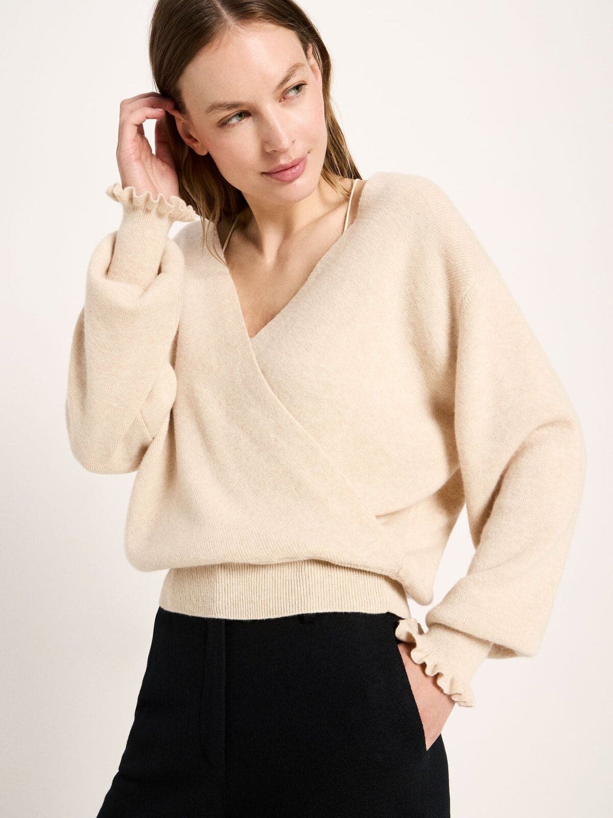 Pullover in Wickeloptik - Sahara Melange von Lanius
