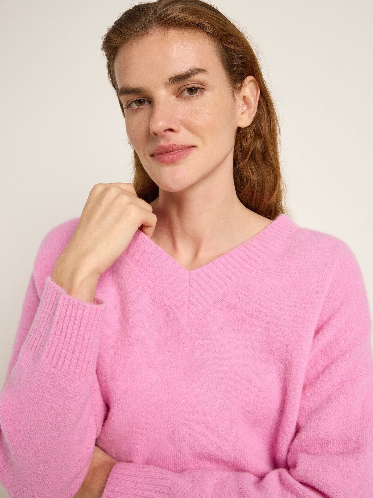 Pullover mit V-Ausschnitt - Summer Pink von Lanius